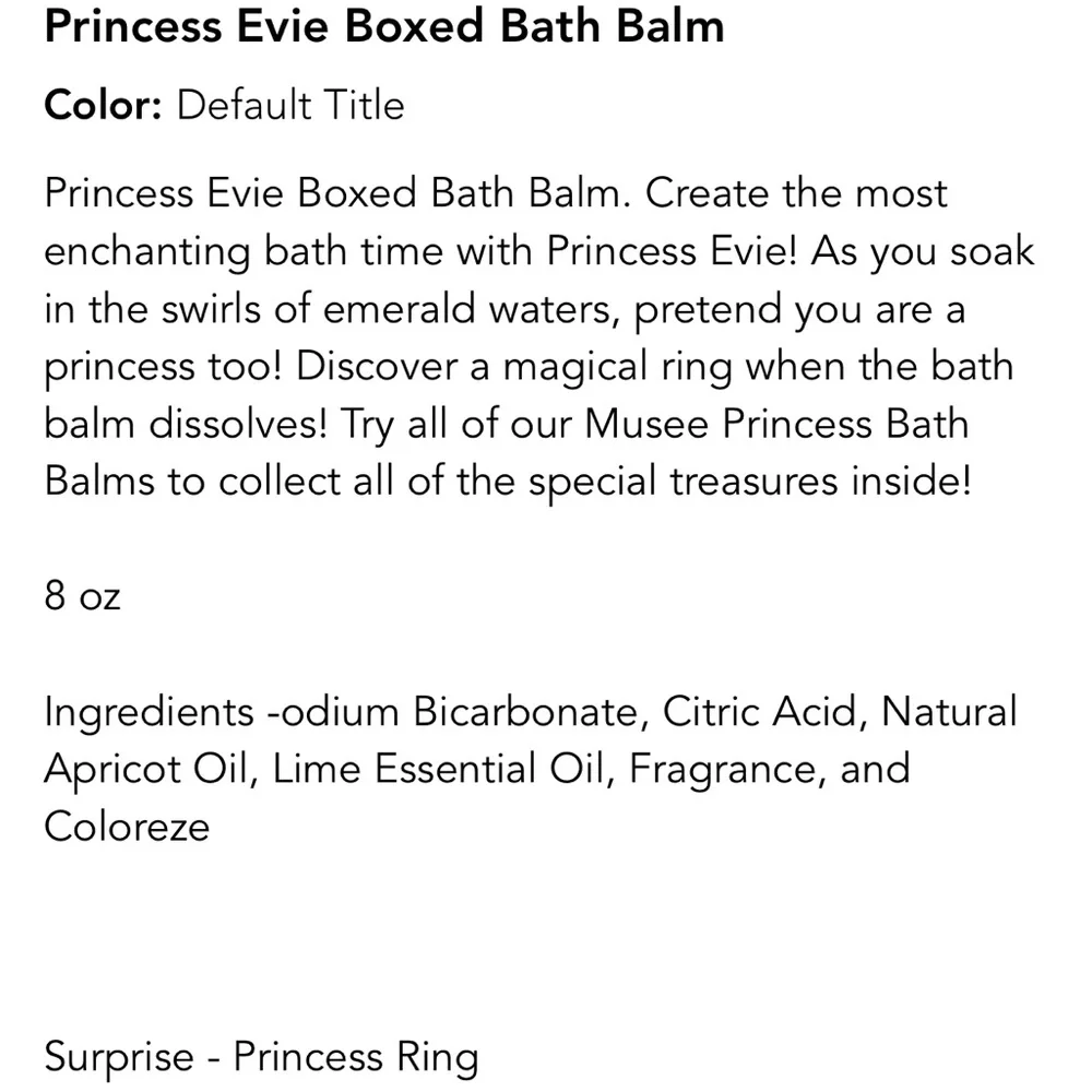 Party Sale $5.🎉Princess Evie Surprise Inside Bath Balm